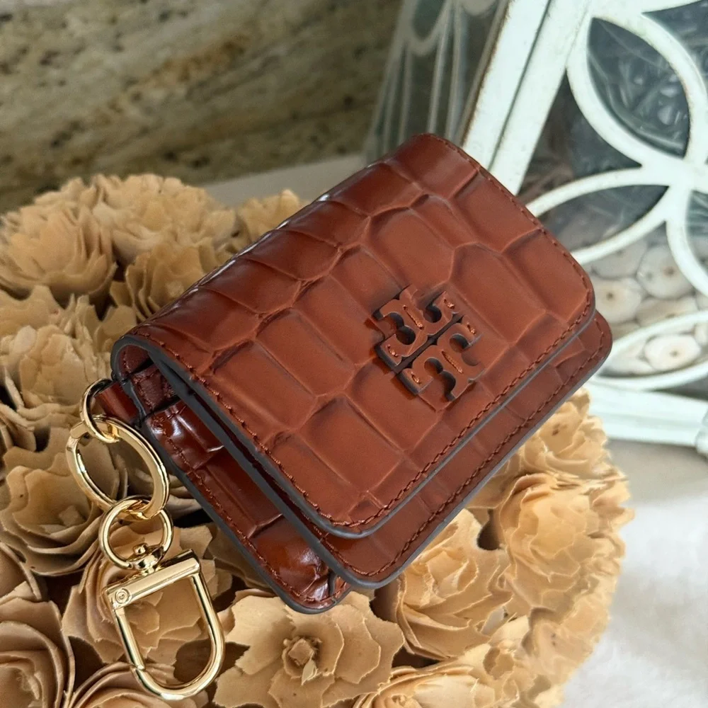 New Tory Burch Thea card holder leather  Croc-Embossed Wallet